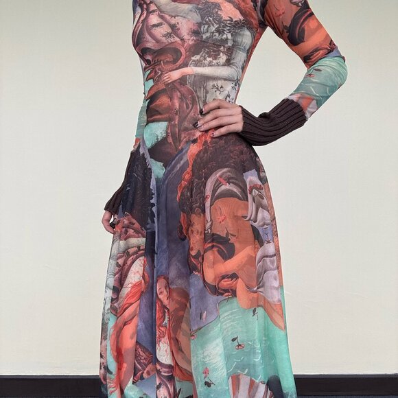Jean Paul Gaultier birth of Venus mesh long sleeve dress - Picture 7 of 14
